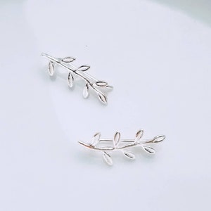 Silver Leaf Ear Climbers 925 Sterling Silver Bridesmaid - Etsy