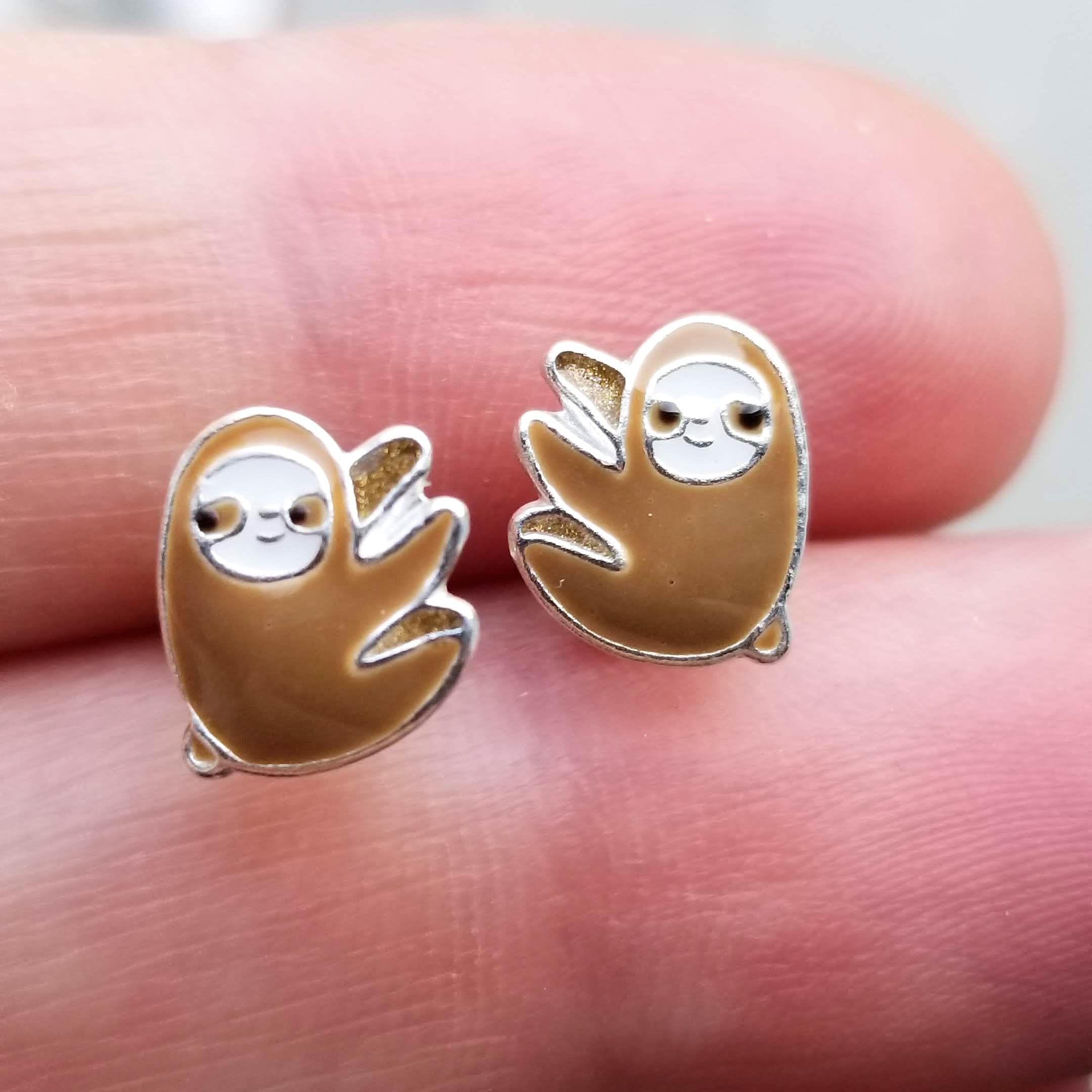 Gold sloth earrings best sale