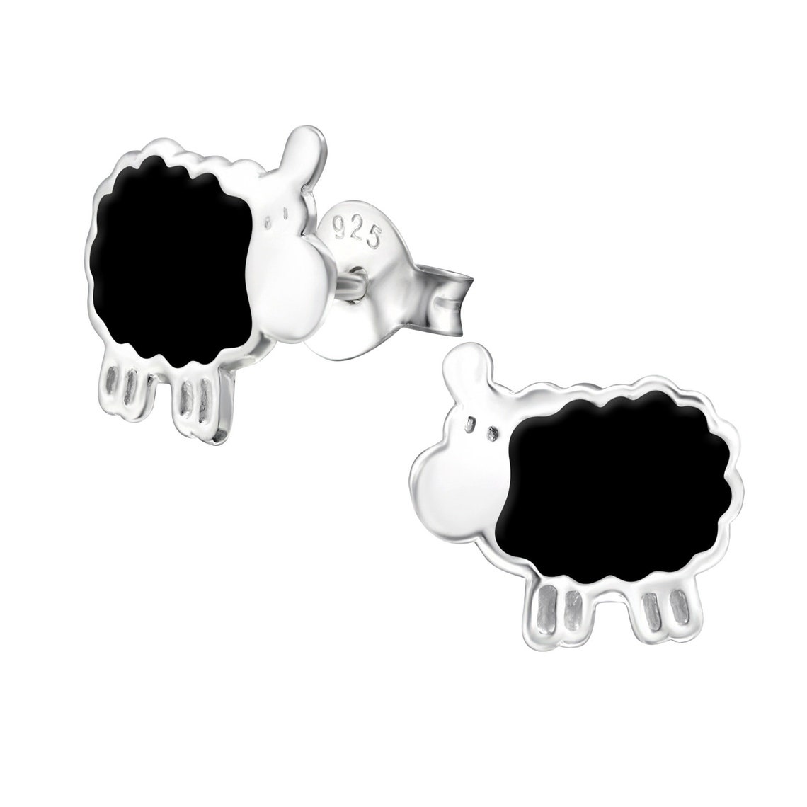 Black Sheep Lamb Ear Studs Earrings 925 Sterling Silver Etsy