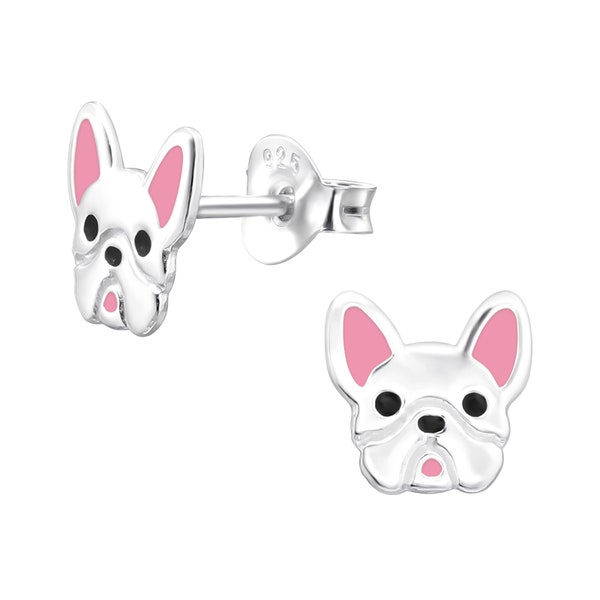 French Bulldog Ear Stud Earrings 925 Sterling Silver | as Gift | Pink Dog Earrings | Dog Lovers | Dog Studs | Gift Her | Puppy Earrings