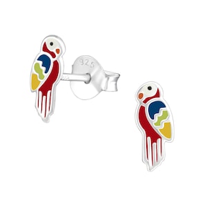 Silver Parrot Small Stud Earrings Bird Earrings Gift for Her Bird Jewelry Bird Earring Best Friend Gift Minimalist Earrings