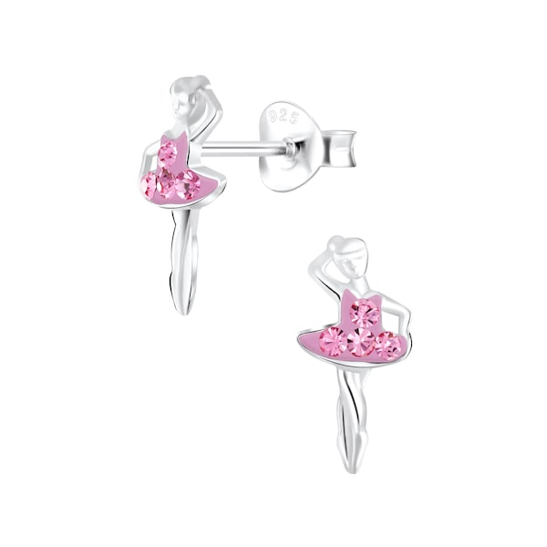 925 Sterling Silver Ballet Dancer Stud Earrings Earring Ballerina Kids