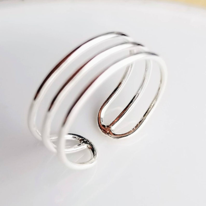 Silver Toe Ring Triple Band Toe Ring Toe Ring Summer Toe Ring Adjustable Toe Ring as Gift Midi Ring Gift for Her image 6