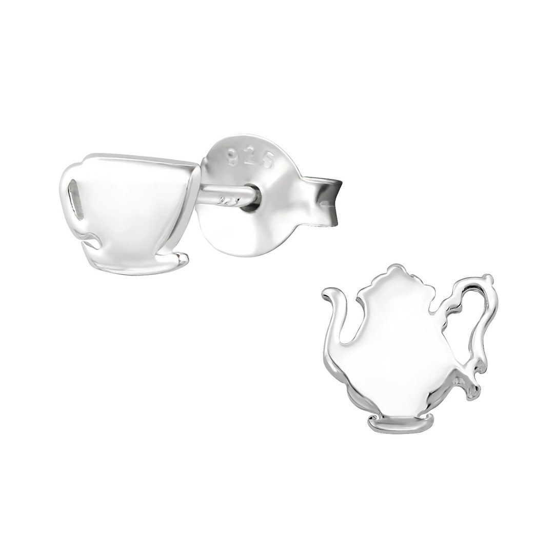 Silver Tiny Tea Pot and Cup Stud Earrings Gift Gift for Her Etsy