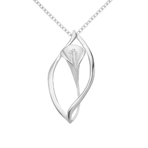 925 Sterling Silver Calla Lily Pendants Flower Pendant Floral Tropical Botanical Flower Studs Gifts for Women for Her