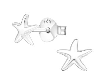 925 Sterling Silver Starfish Ear Studs Ocean Jewelry Beach Resort Gift for Wife