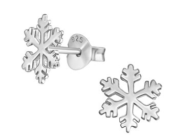 Silver Snowflake Earring Platinum Christmas Earrings Studs 925 Sterling Silver Xmas Jewelry Stud Santa Hat Festive Earrings Gift for Her