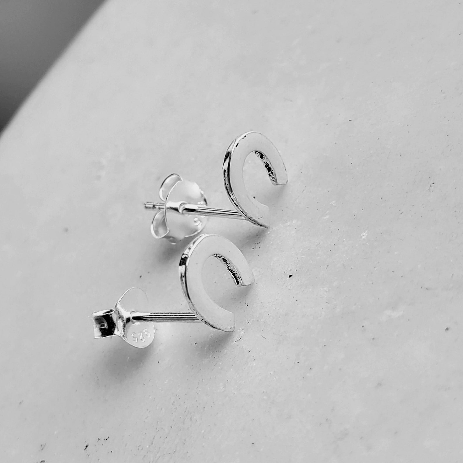 Sterling Silver Horseshoe Earrings Horseshoe Studs Earrings Etsy