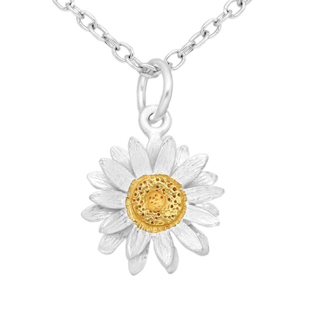 925 Sterling Silver Sunflower Necklace Layering Necklace Etsy