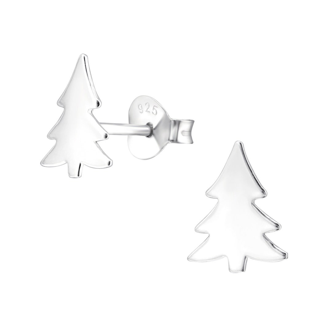 Christmas Tree Earrings Studs Sterling Silver Xmas Jewelry Stud Earring