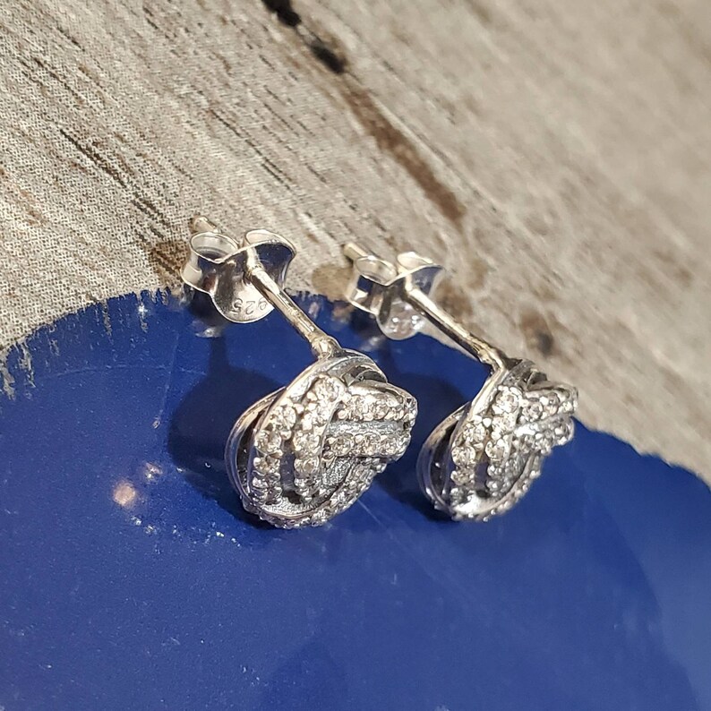 Silver Knot Stud Earrings Small Stud Earrings Wedding Earrings Simple Earrings Ball Stud Earrings Statement Earrings