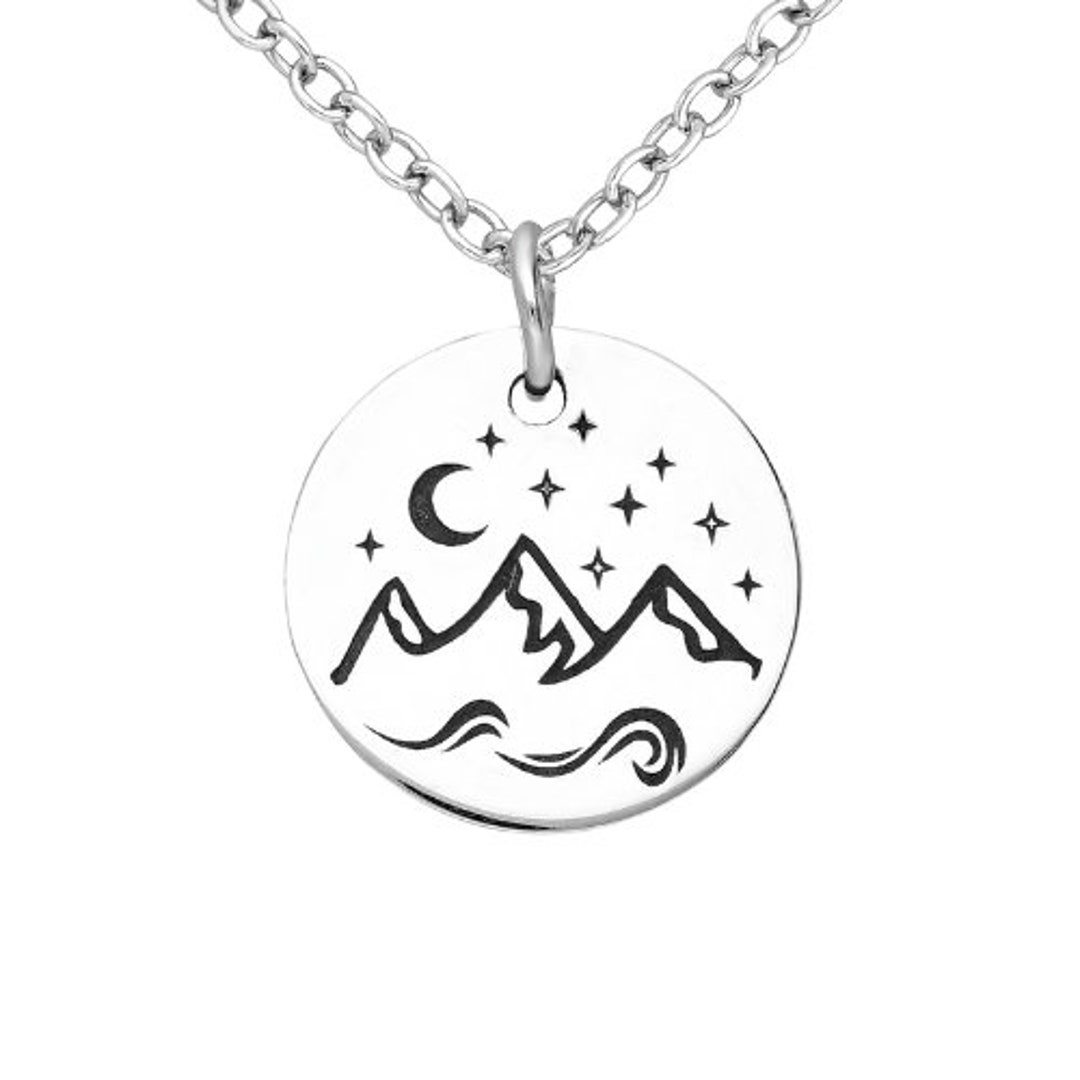 Silver Mountain Necklace 925 Sterling Silver Hiking Necklace Mountain Jewelry Charm Necklace