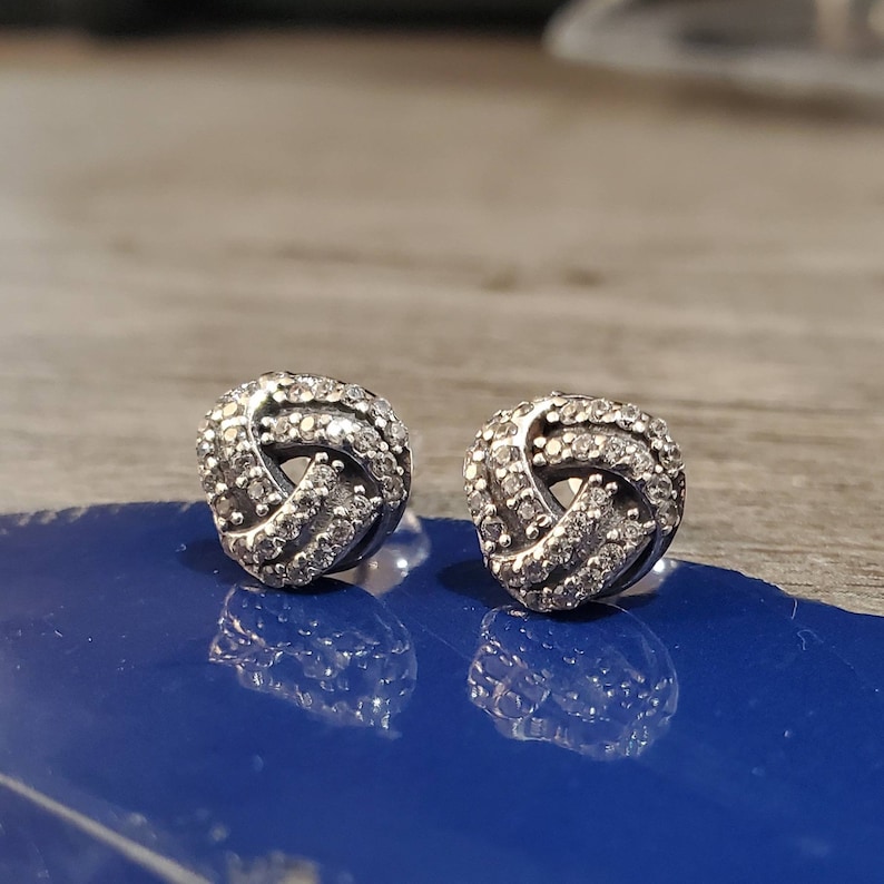 Silver Knot Stud Earrings Small Stud Earrings Wedding Earrings Simple Earrings Ball Stud Earrings Statement Earrings