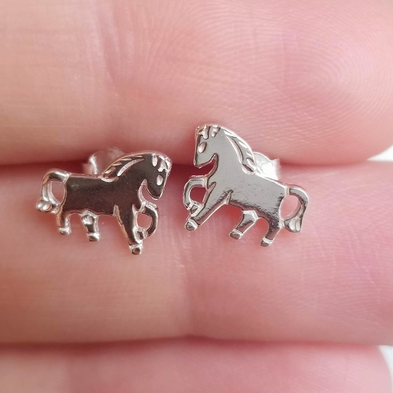 Silver Horse Stud Earrings 925 Sterling Silver Horse Etsy