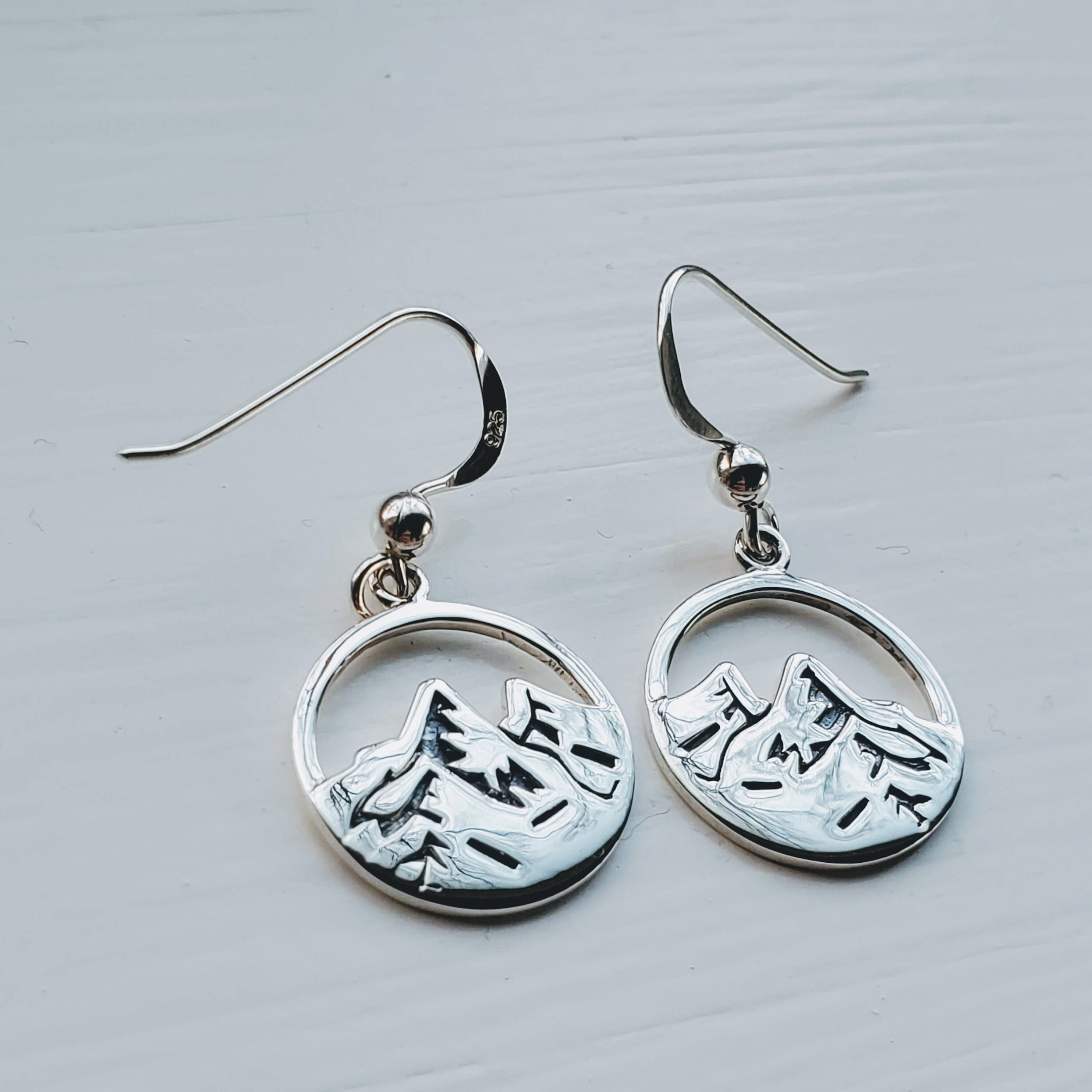 Silver Mountain Necklace 925 Sterling Silver Hiking Necklace Etsy