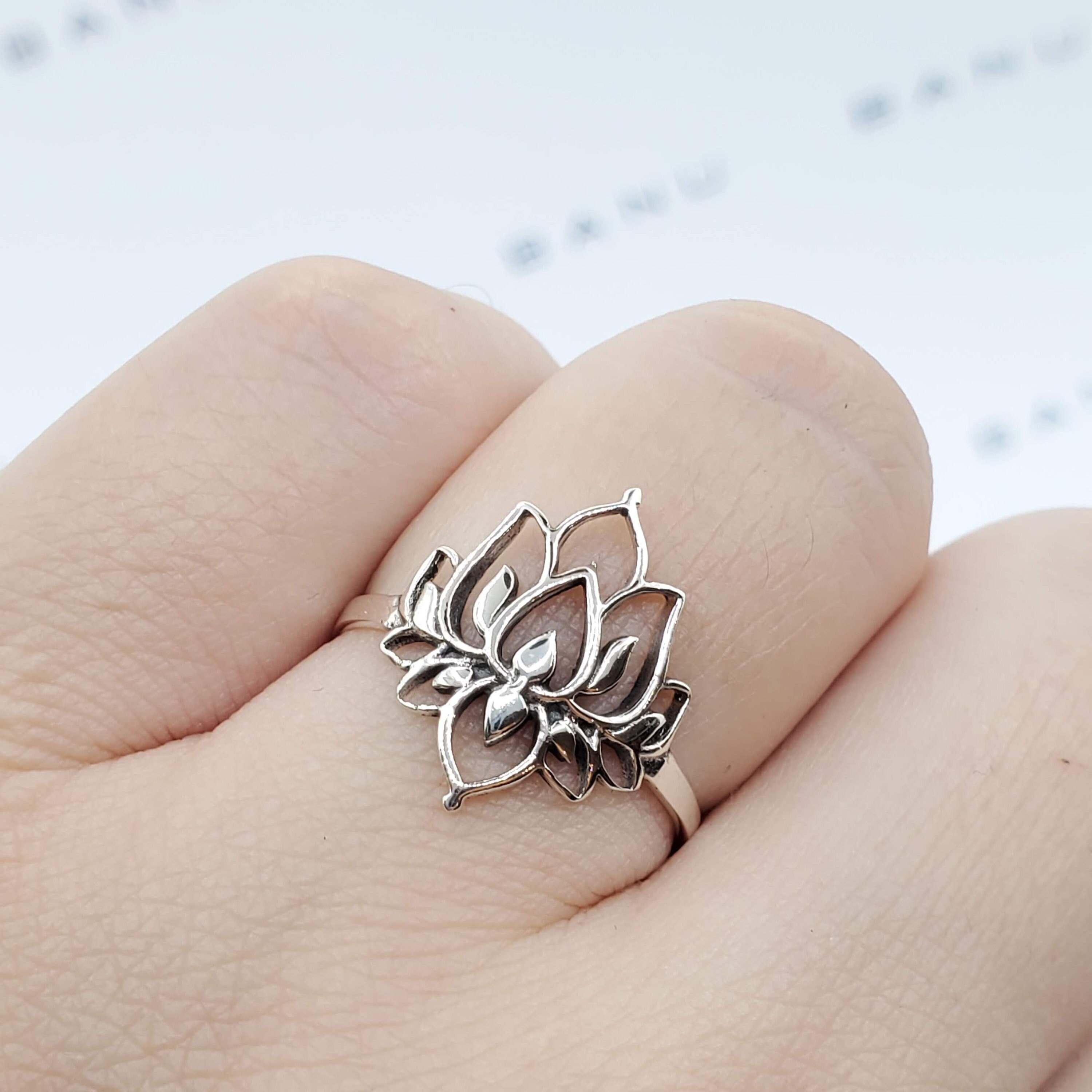 Silver Lotus Ring Etsy