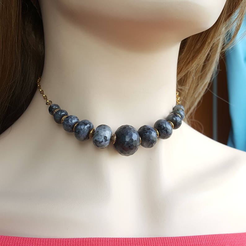 Labradorite Gemstone Choker labradorite necklace boho bead necklace beaded choker bohemian choker boho necklace gift for her boho chic