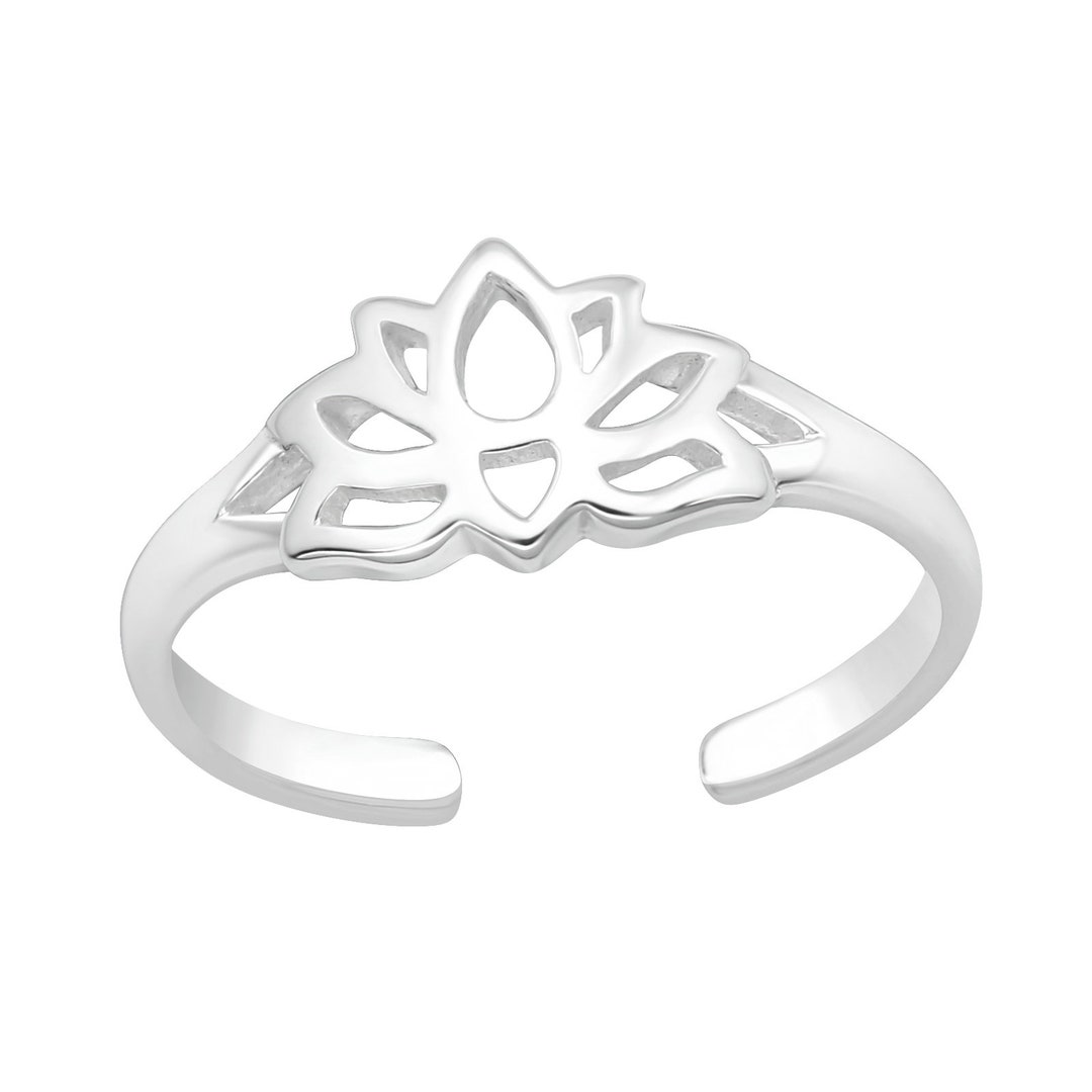 Silver Lotus Flower Toe Ring Summer Toe Ring Adjustable Toe Ring as ...