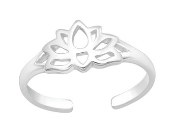 Silver Lotus Flower Toe Ring | Summer Toe Ring | Adjustable Toe Ring | as Gift | Midi Ring | Gift for Her | Mothers