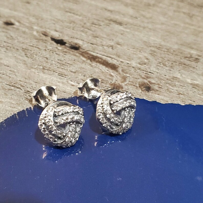 Silver Knot Stud Earrings Small Stud Earrings Wedding Earrings Simple Earrings Ball Stud Earrings Statement Earrings