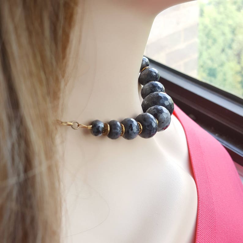 Labradorite Gemstone Choker labradorite necklace boho bead necklace beaded choker bohemian choker boho necklace gift for her boho chic