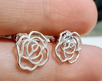 925 Sterling Silver Rose Earrings Flower Earrings Floral Earrings Roses Earrings Botanical Earrings Flower Studs Gifts for Women for Her