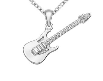 925 Sterling Silber Gitarre Halskette Layering Halskette Layering 925 Sterling Silber Schlichte zierliche Halskette Schmuck Geschenk für Frau