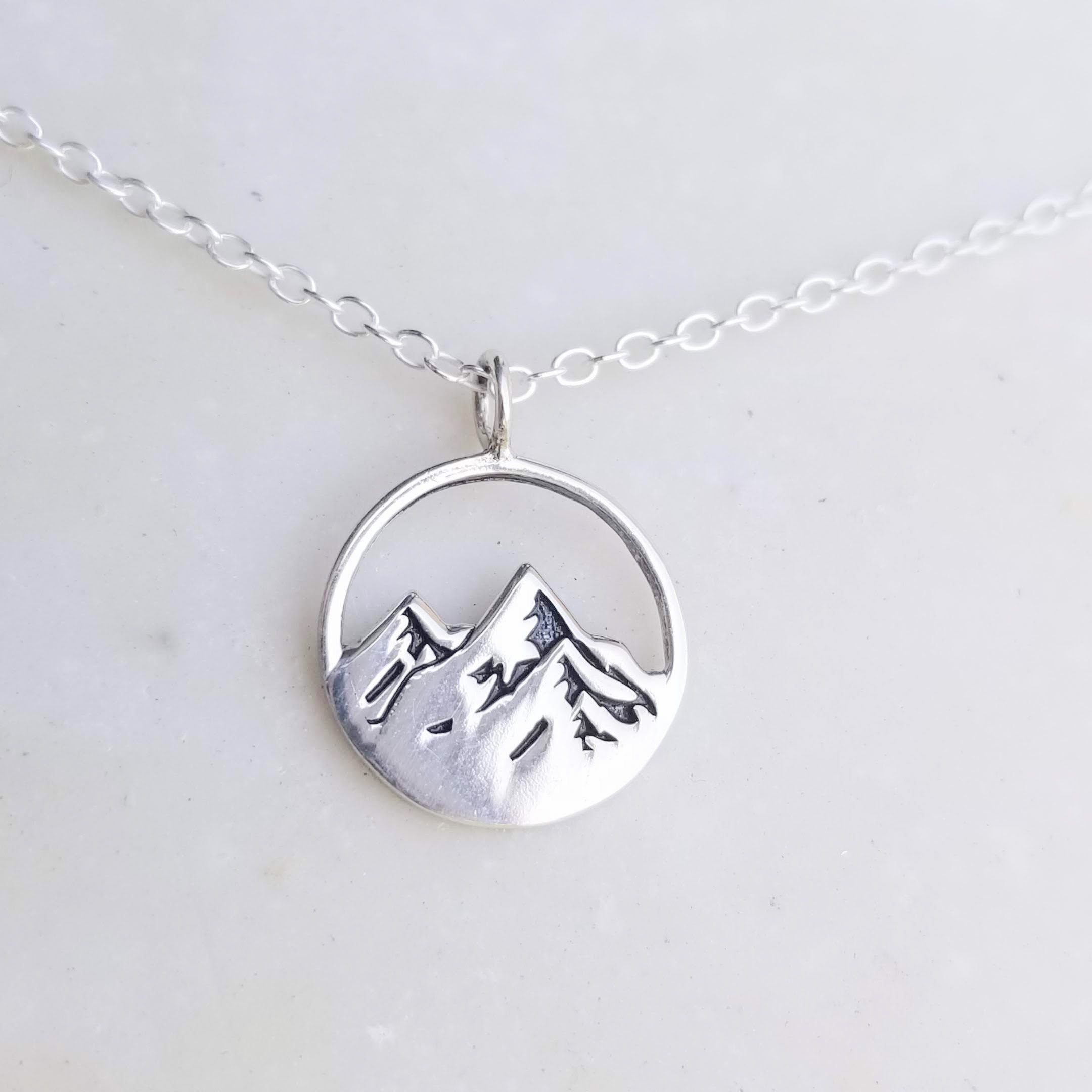Sterling silver mountain necklace deals