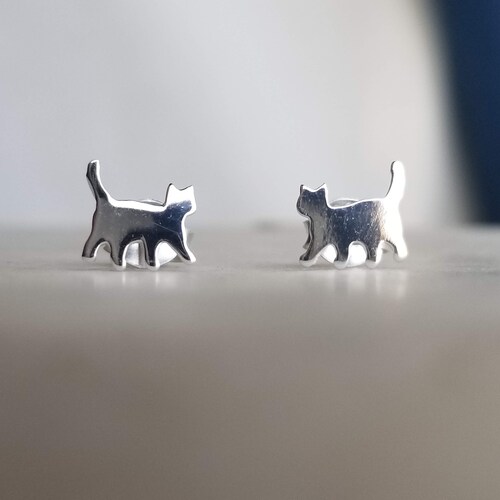 Cat Stud Earrings Kitty Earring Posts Kitten Jewelry Etsy