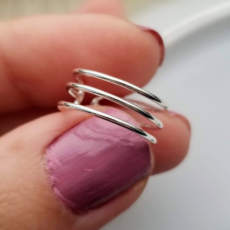 Silver Toe Ring Triple Band Toe Ring Toe Ring Summer Toe Ring Adjustable Toe Ring as Gift Midi Ring Gift for Her image 3