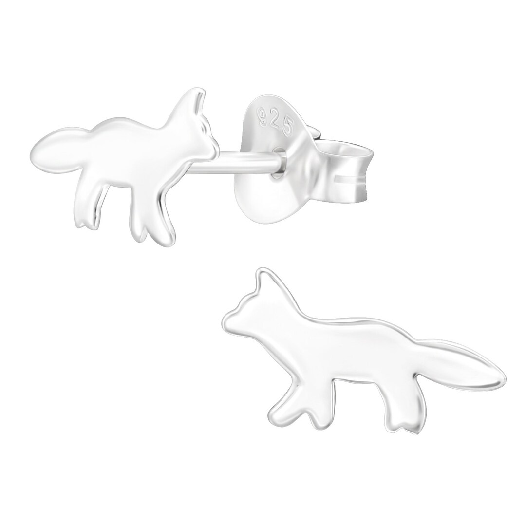 Fox Ear Studs Earrings 925 Sterling Silver Fox Earrings Fox Jewelry