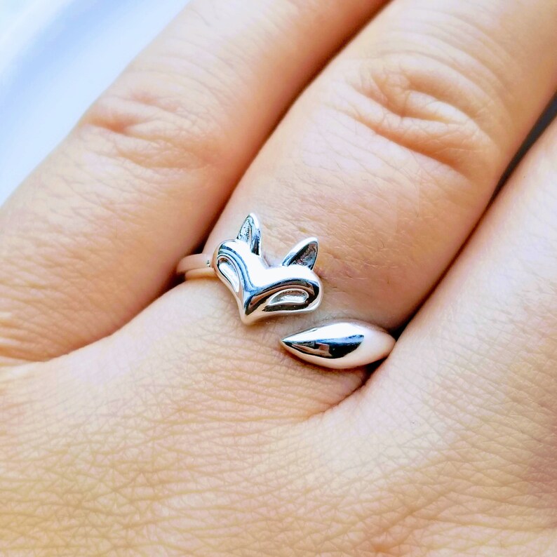 Fox Adjustable Ring 925 Sterling Silver Adjustable Ring Etsy