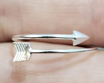 Blue Apple Co Arrow Ring Sideways Petite Dainty Bypass Wrap Arrow Band 925 Sterling Silver 5-10 Blue Apple Co Arrow Ring Sideways Petite Dainty Bypass Wrap Arrow Band 925 Sterling Silver 5-10