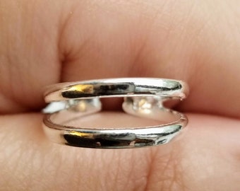 Silber Zehenring | Doppel Band Zehenring | Zehenring | Sommer Zehenring | Verstellbarer Zehenring | als Geschenk | Midi Ring | Geschenk für Sie