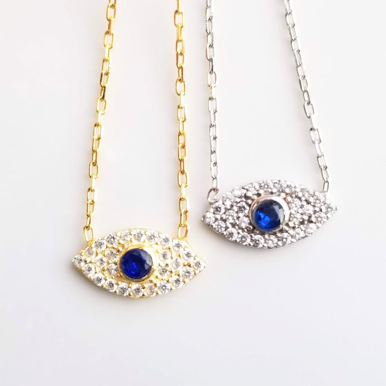 Silver Evil Eye Necklace Bracelet Set Evil Eye Jewelry Evil Eye Pendant Evil Eye Charm Protection Necklace Dainty Necklace Eye Necklace