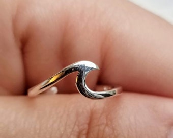 Welle Silber Toe Ring | Pinky Ring | Ring | Sommer Toe Ring | Verstellbarer | als Geschenk | Midi Ring | Geschenk für Sie | Welle Ring