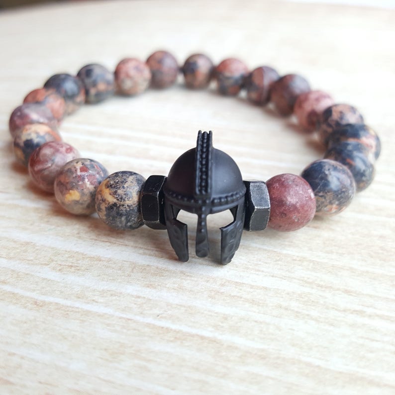 Sparta Bead Bracelet Viking Bracelet Bohemian Bracelets Jasper Bead Bracelet Mens Viking Bracelet Viking Mens Jewelry Viking Bracelet Man