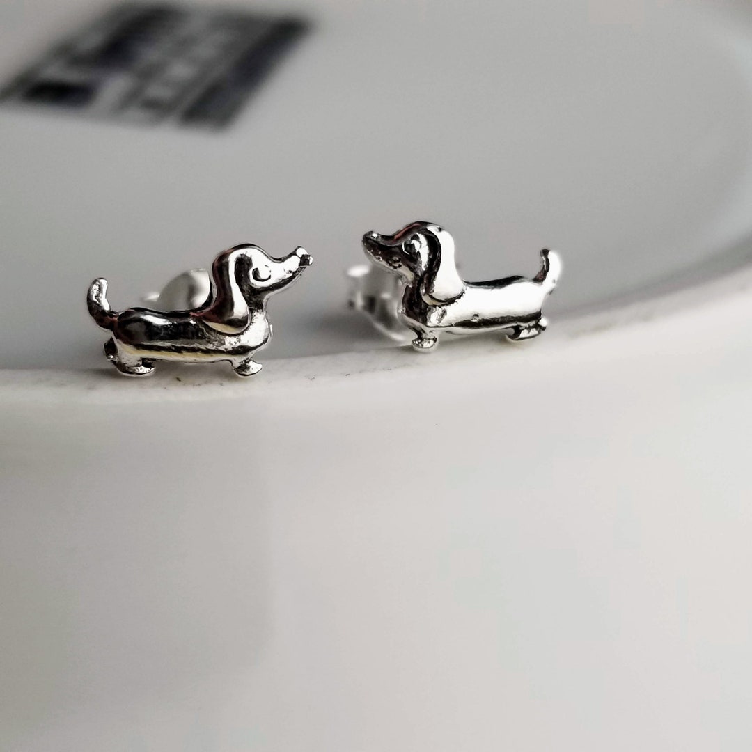 Dachshund Stud Earrings 925 Sterling Silver as Gift Weiner Dog Earrings — free download