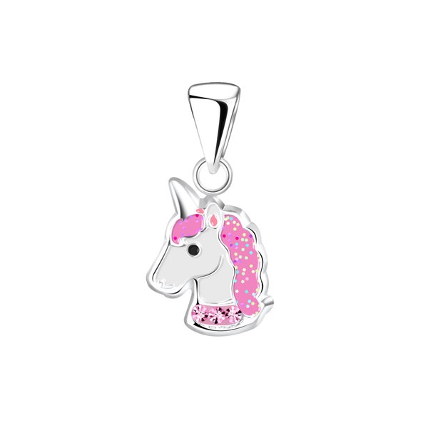 Silver Unicorn Pendant Necklace 925 Sterling Silver Pink Unicorn Necklaces Silver Pendants Unicorn Gifts Necklace for Girls