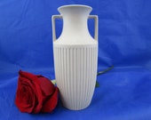 Hornsea pottery vase. Fluted vase in classical form vase in unglazed porcelain twin handled vase from 39 White wedding 39 range