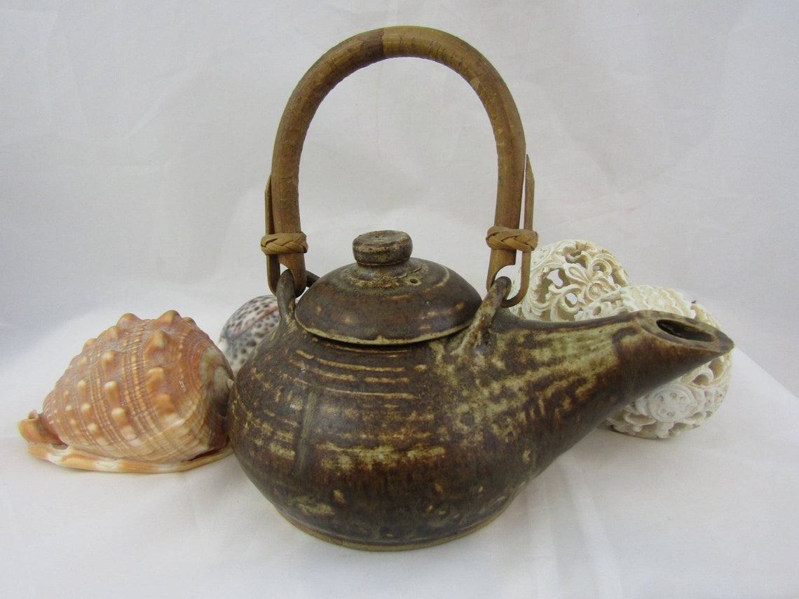 Studio Pottery Teapot. Small Cane Handled Teapot in Matte Etsy UK
