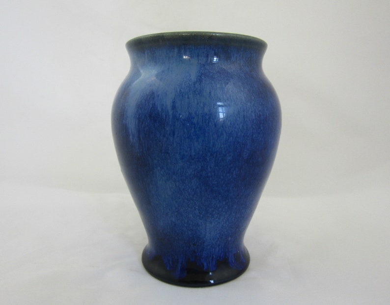 Denby Danesby Electric Blue Vase Blue Drip Glaze Vase 1930s Etsy