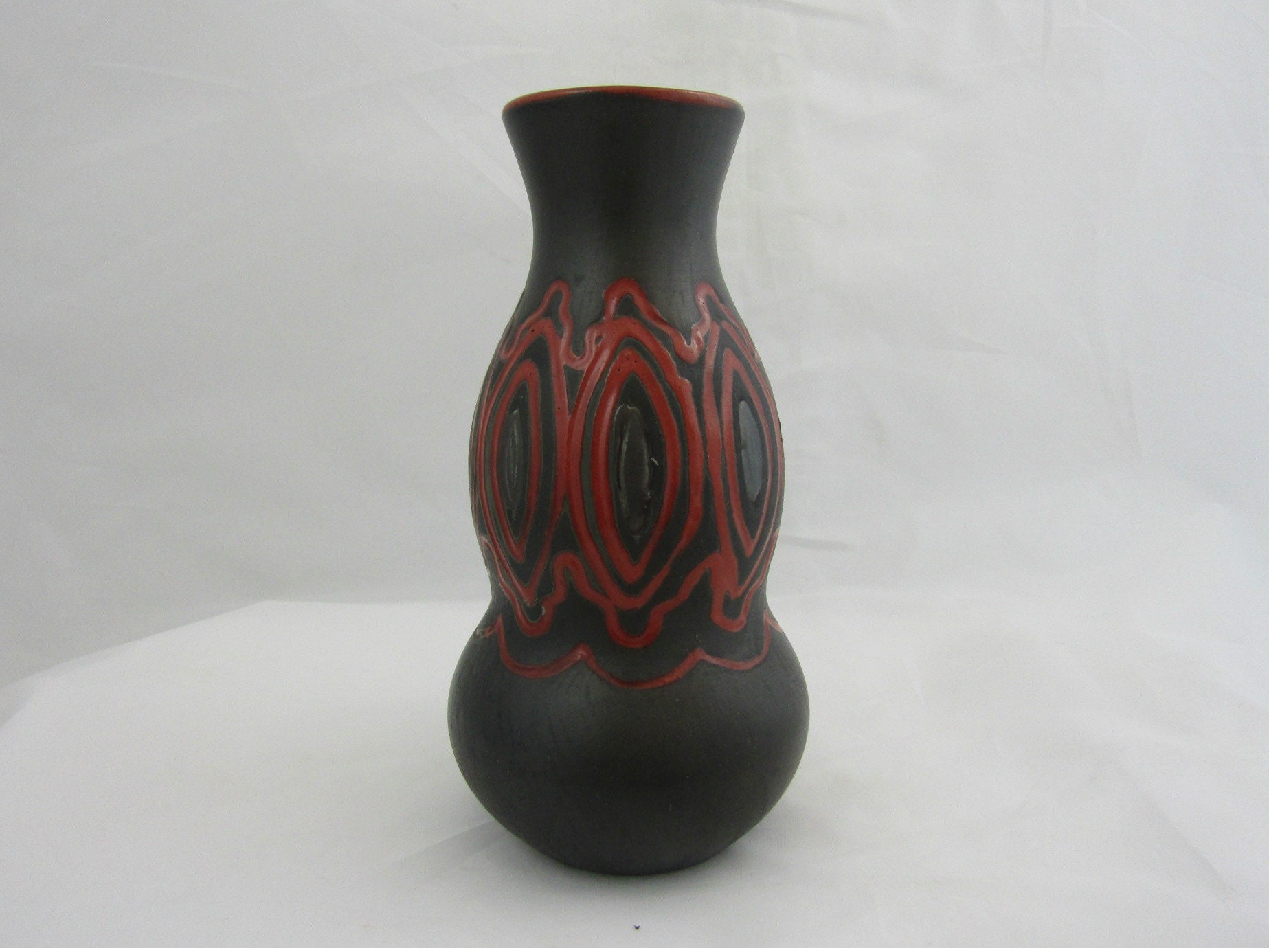 花柄陶器花瓶 二重ひょうたん型 シノワズリなひょうたん型の花瓶 高さ34cm | インテリアデコレーション