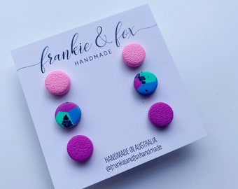 Handmade polymer clay stud earring pack, birthday gift for sister, stud earring pack, gift idea for friend, cute colourful earrings