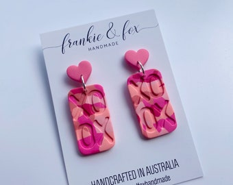 Polymer clay handmade earrings, birthday gift for sister, modern statement jewellery, gift idea for friend, Valentine’s Day present