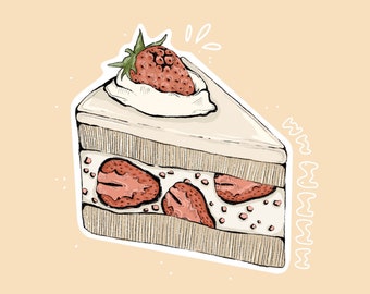 Strawberry cake Handmade Stickers ; Laptop Sticker ; Bullet Journal Scrapbooking Sticker