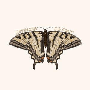 Impression d'art carte postale papillon insecte [petit, minimal, cottagecore, fantaisiste, village]