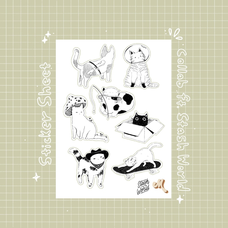 cats are funny sticker sheet collab ft stashworld Vinyl image 1