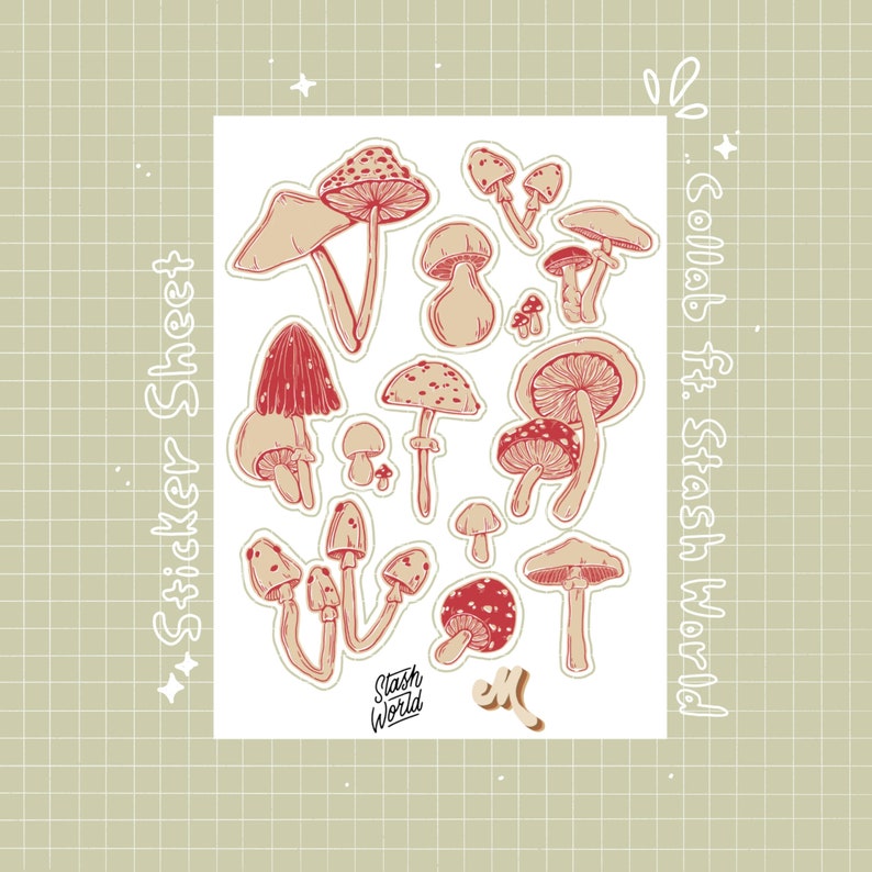 Fun-guys sticker sheet mushroom collab ft stashworld Vinyl image 1