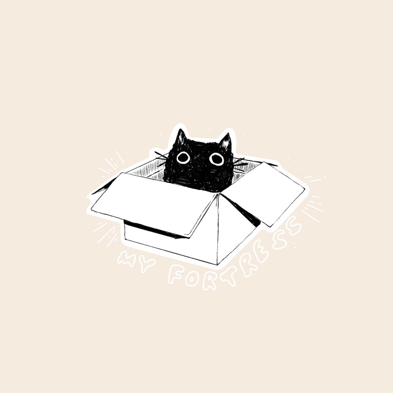 Cat in a box Handmade Vinyl Stickers Bullet Journal Stickers image 1